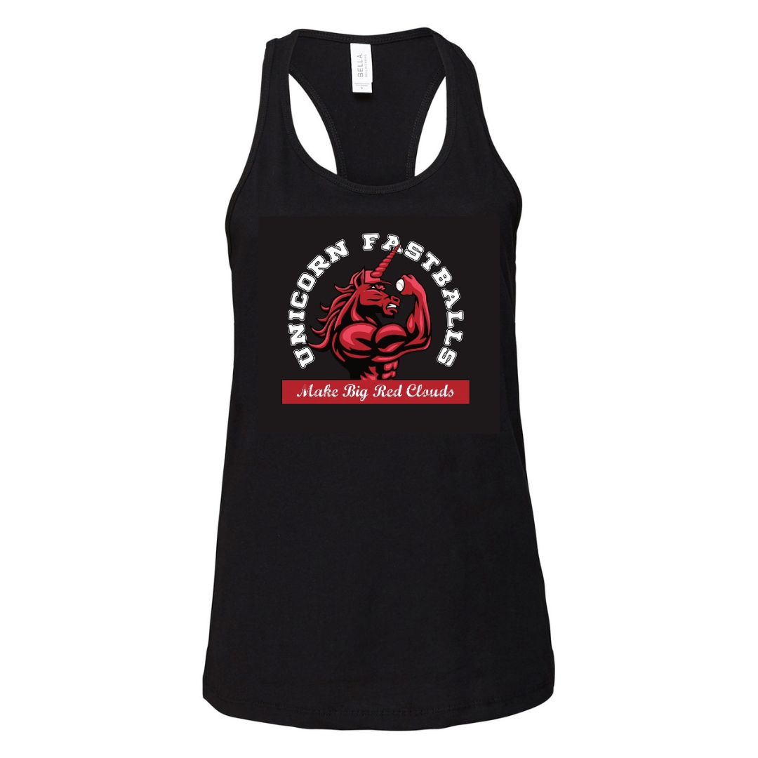 CleanFuego Unicorn Fastballs Flexing Unicorn Racerback Tank